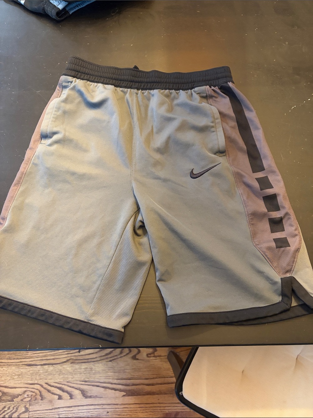 Nike Light Gray Athletic Shorts with Black Trim